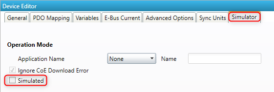 EC-Engineer configuration view showing how real SubDevices must be marked in the EtherCAT network topology for mixed mode operation