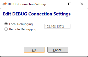 Debugging settings dialog.