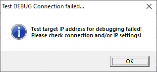 Dialog Test Connection NOT successful.