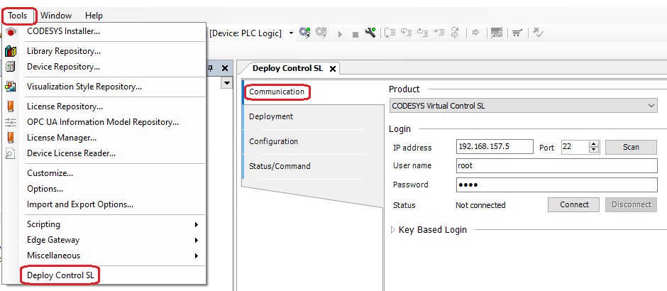 CODESYS Virtual Control communication.