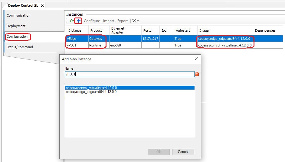 CODESYS Virtual Control configuration.