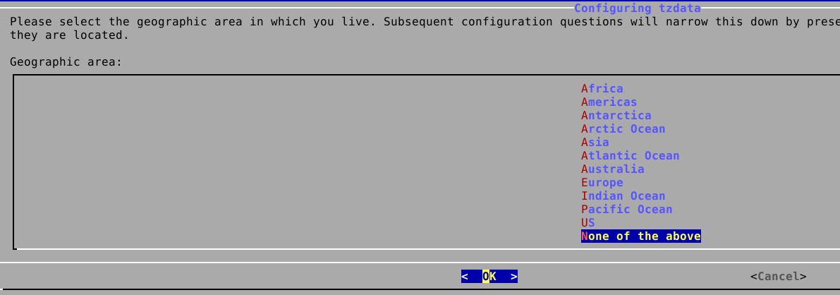 Select Timezone Area.