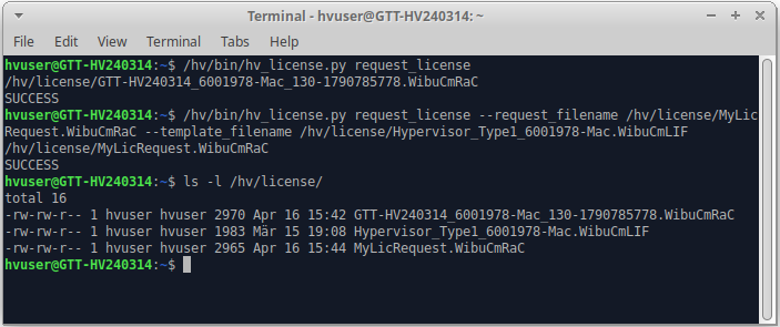 Create a license request