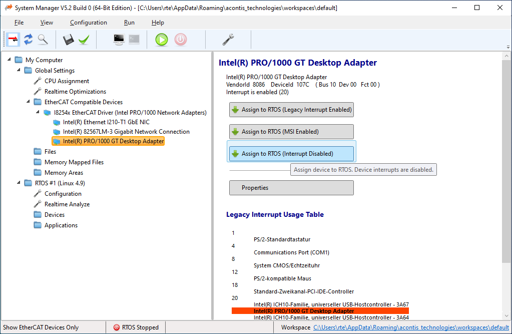 Assign device to Rtos part.